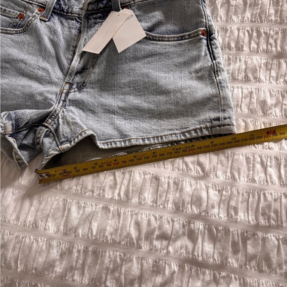 Levi's 501 Blue Jean Shorts with Raw Hem and Distressed Look - Picture 5 of 6